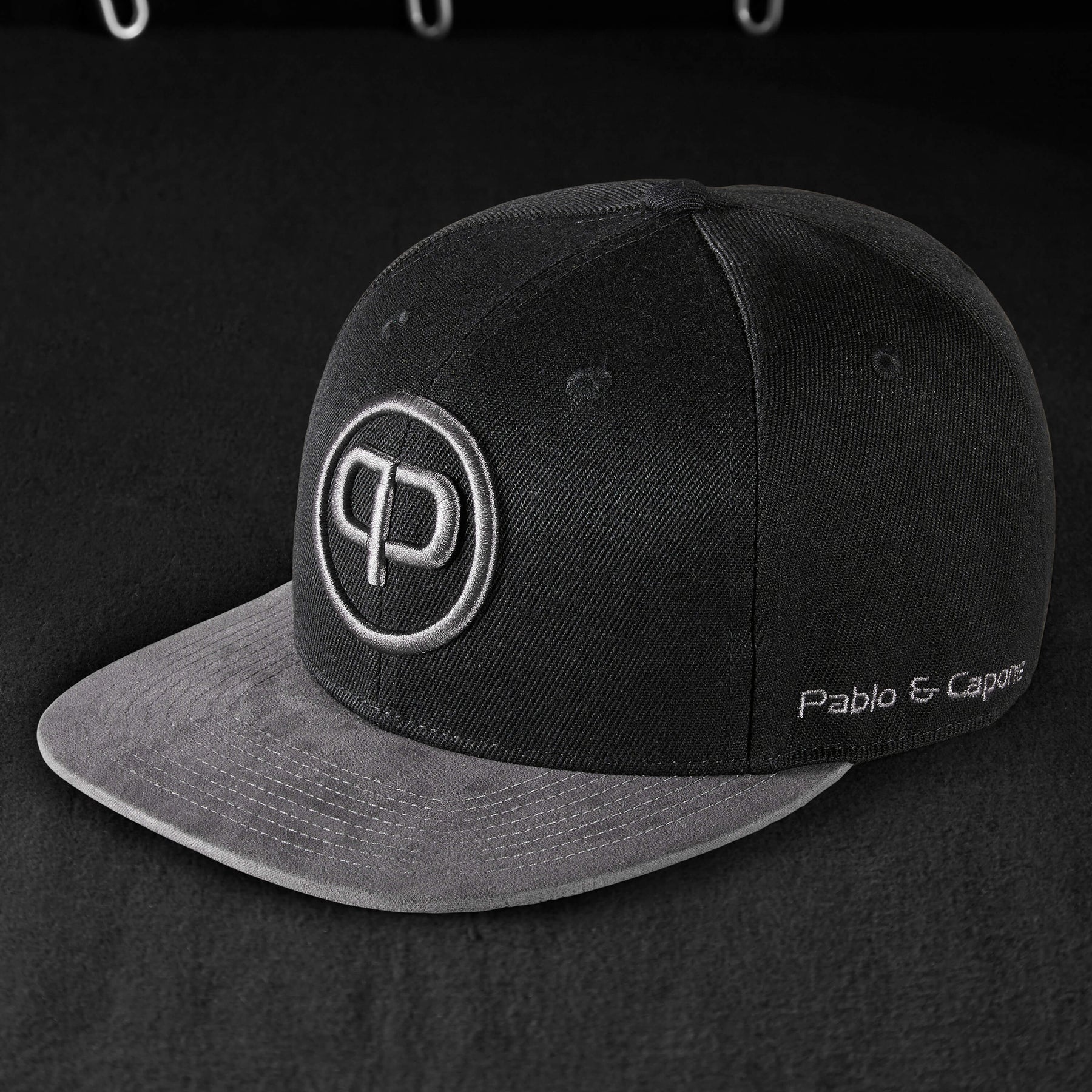 Snapback Cap - Black & Anthracite Suede