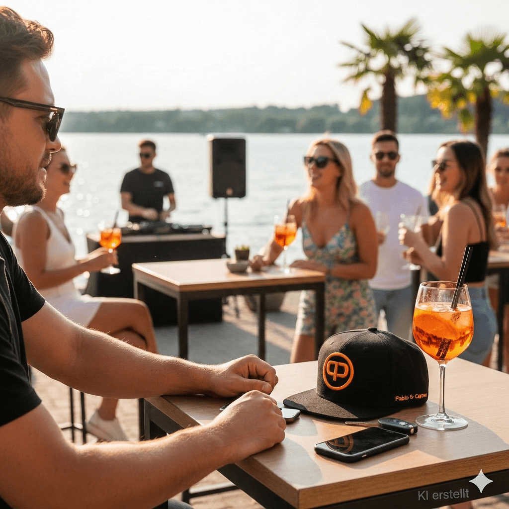 Schwarze Snapback Cap mit Orange