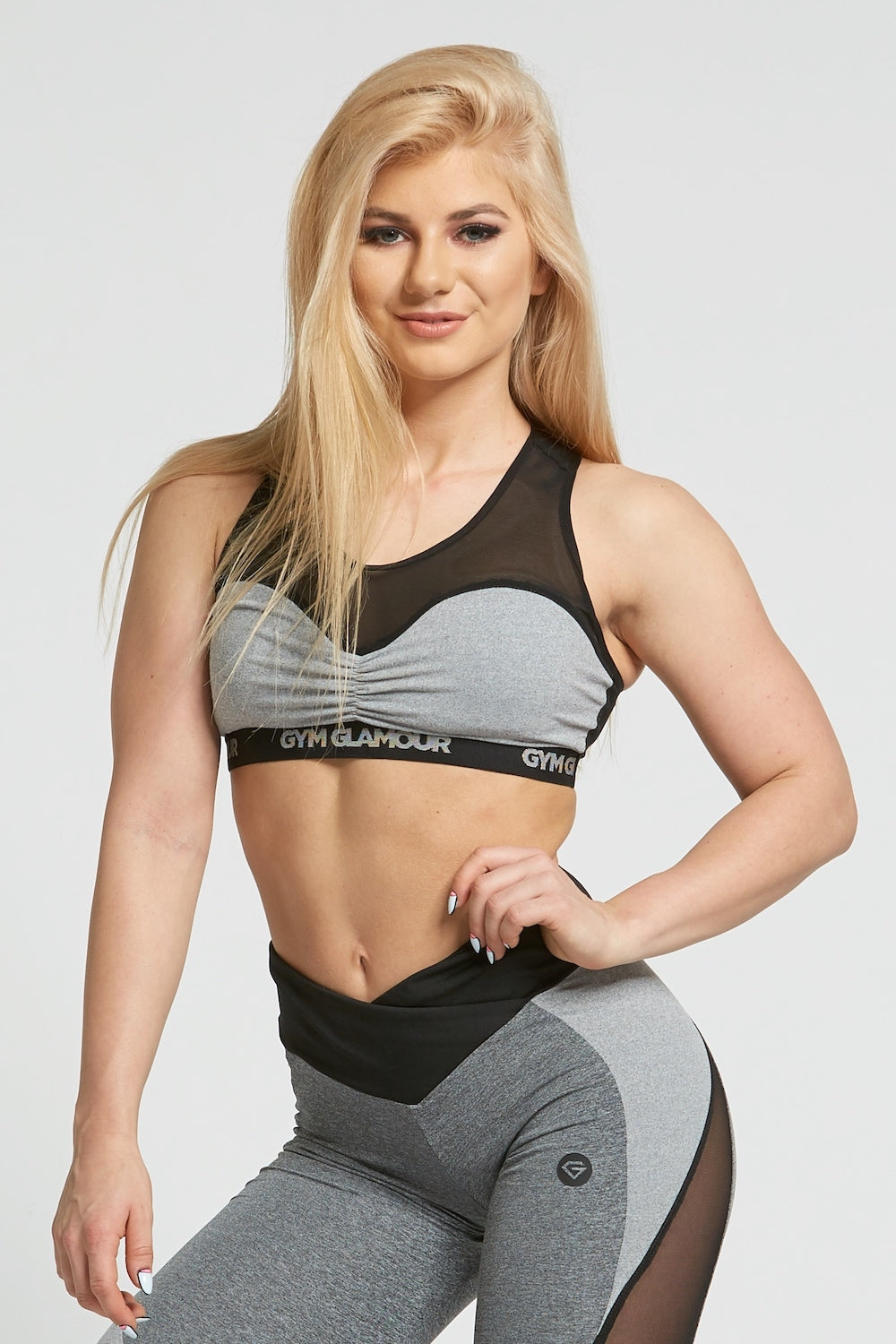 Gym Glamour - Grey Mesh Bra - Vorderseite 2