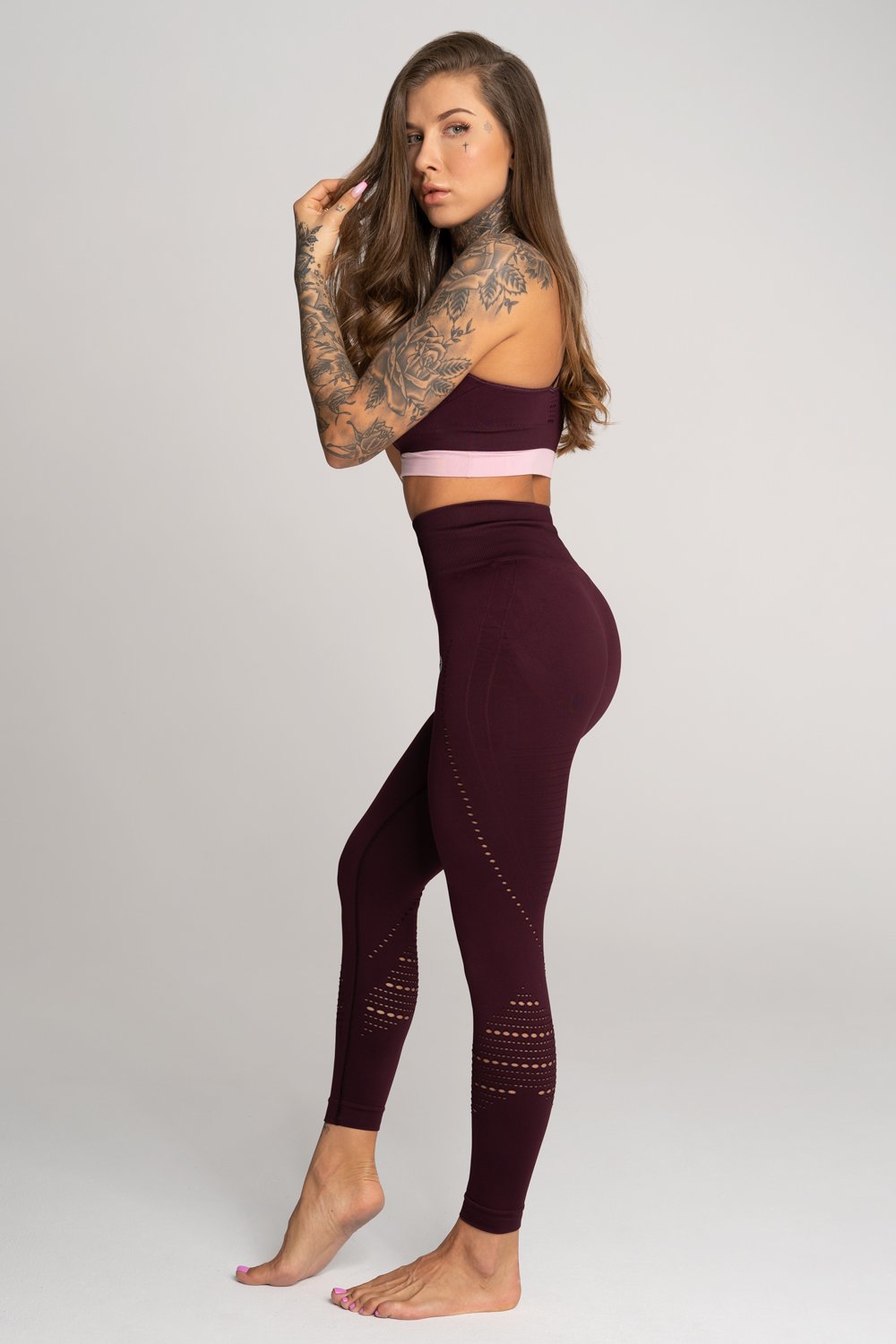 Gym Glamour - Seamless Leggings - Vino Rosso - Seitlich