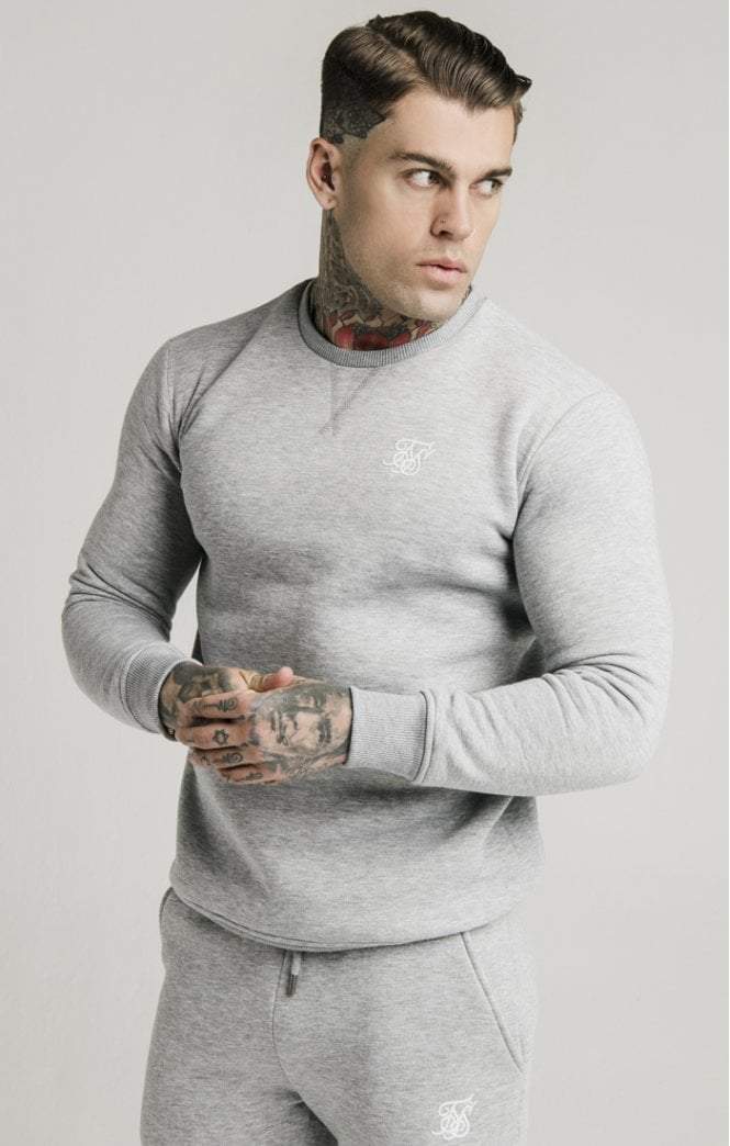 SikSilk - Crew Sweat - Grey Marl