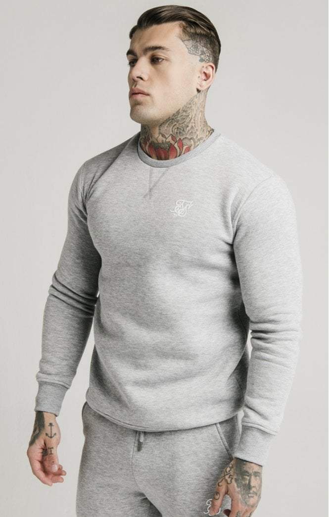 SikSilk - Crew Sweat - Grey Marl