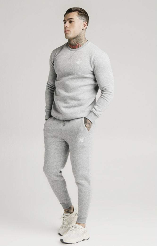 SikSilk - Crew Sweat - Grey Marl