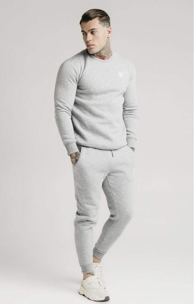 SikSilk - Crew Sweat - Grey Marl