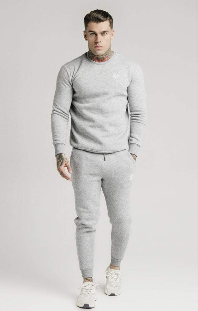 SikSilk - Crew Sweat - Grey Marl