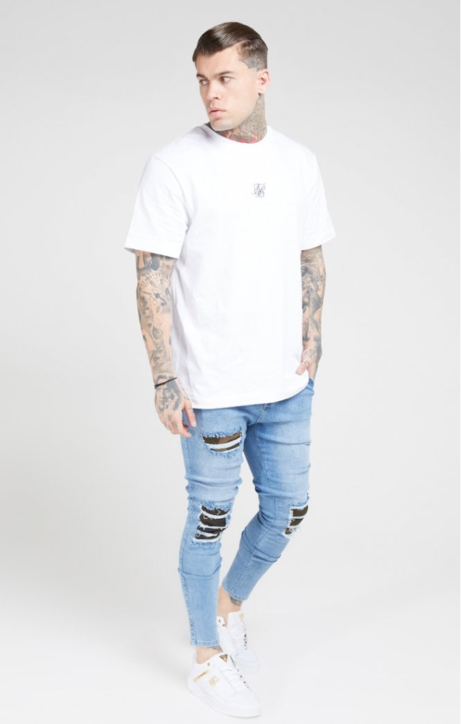 SikSilk - Burst Knee Low Rise Denims - Midstone