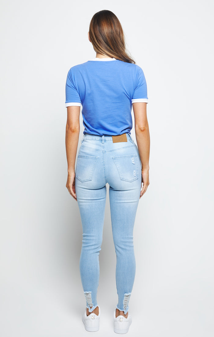 SikSilk - Distressed Skinny Jeans - Ice Blue
