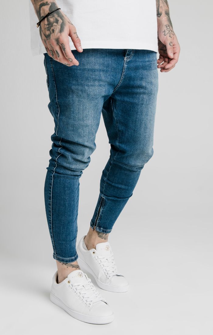 SikSilk - Drop Crotch Denims - Midstone Blue