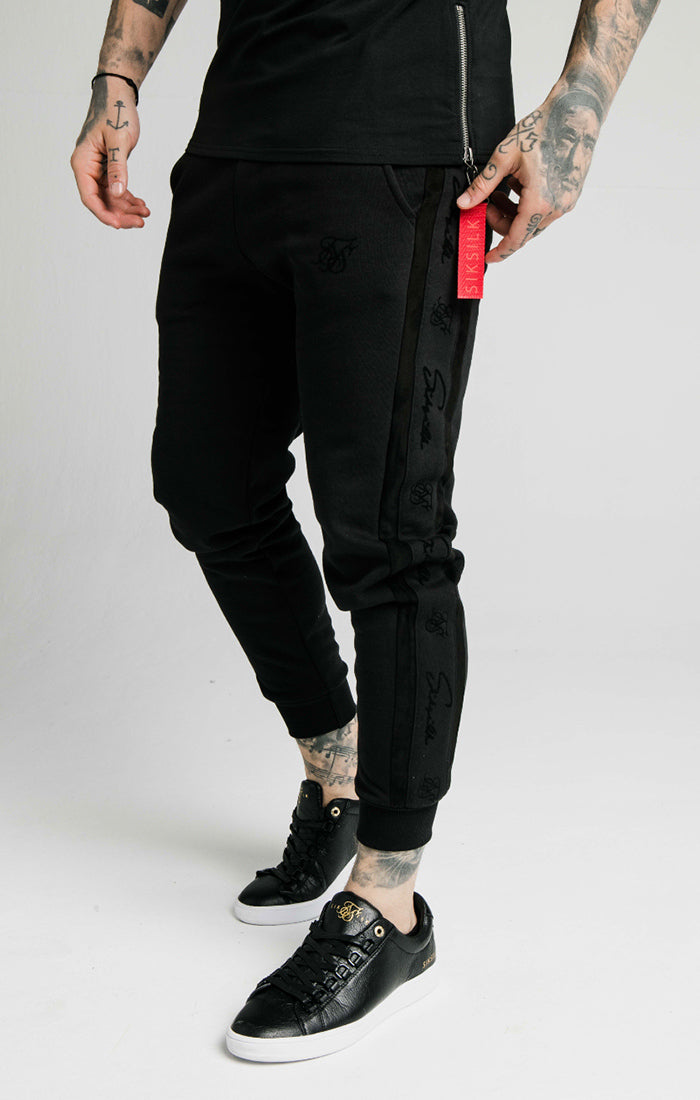 SikSilk - Fitted Suede Flock Cuff Pants - Black