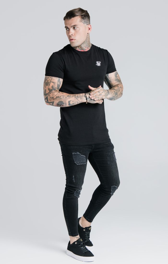 SikSilk - Straight Hem Gym Tee - Black