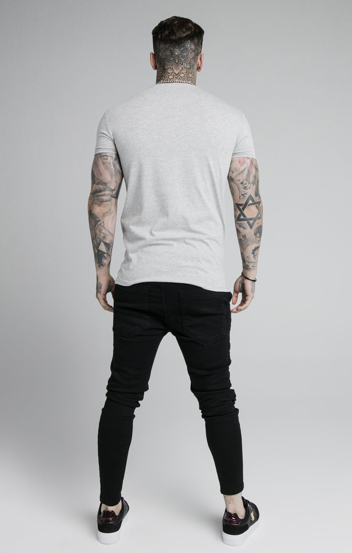 SikSilk - Straight Hem Gym Tee - Grey Marl