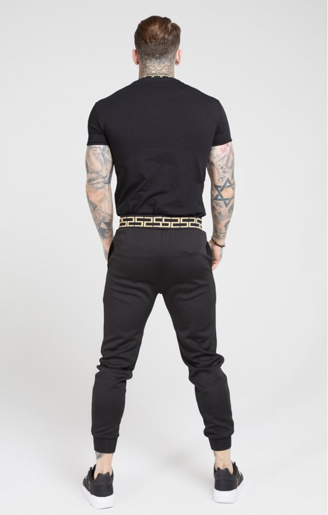 SikSilk - Tape Collar Gym Tee - Black & Gold