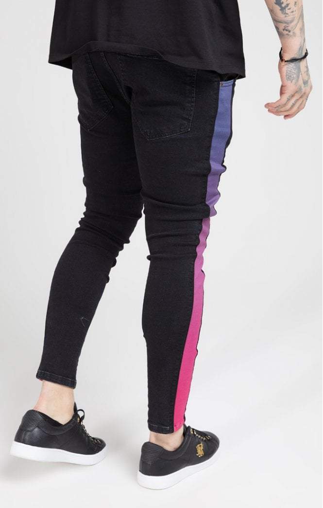 SikSilk - Burst Knee Low Rise Denims - Black