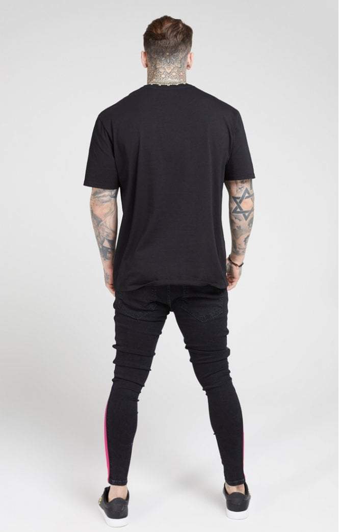 SikSilk - Burst Knee Low Rise Denims - Black