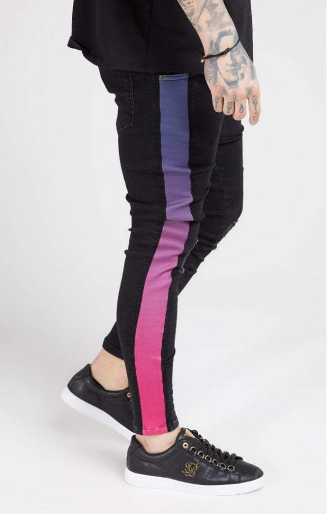 SikSilk - Burst Knee Low Rise Denims - Black
