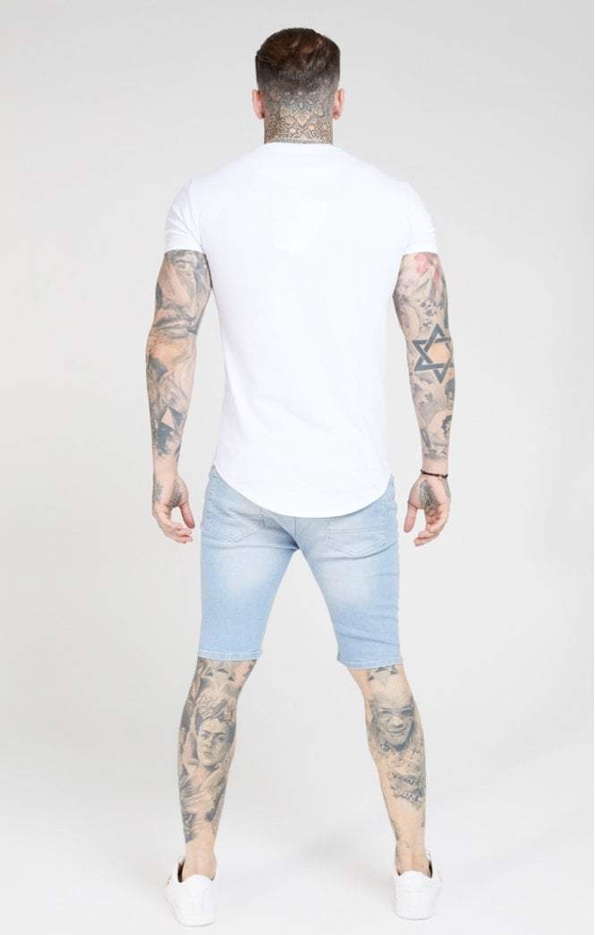 SikSilk - Distressed Skinny Shorts – Light Wash
