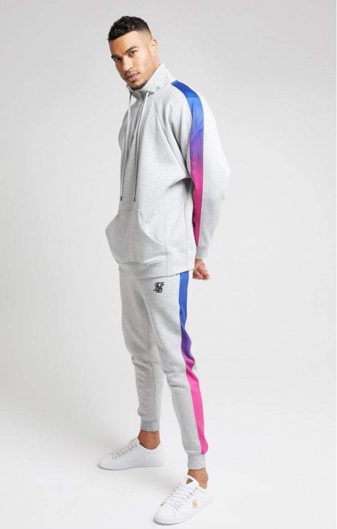 SikSilk - Overhead Zip Funnel Fade Panel Top – Grey Marl & Neon