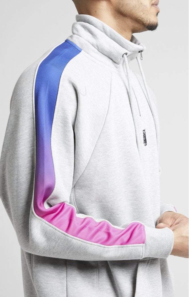 SikSilk - Overhead Zip Funnel Fade Panel Top – Grey Marl & Neon
