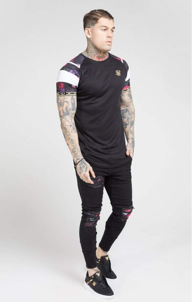 SikSilk - Skinny Oil Patch Denims – Black