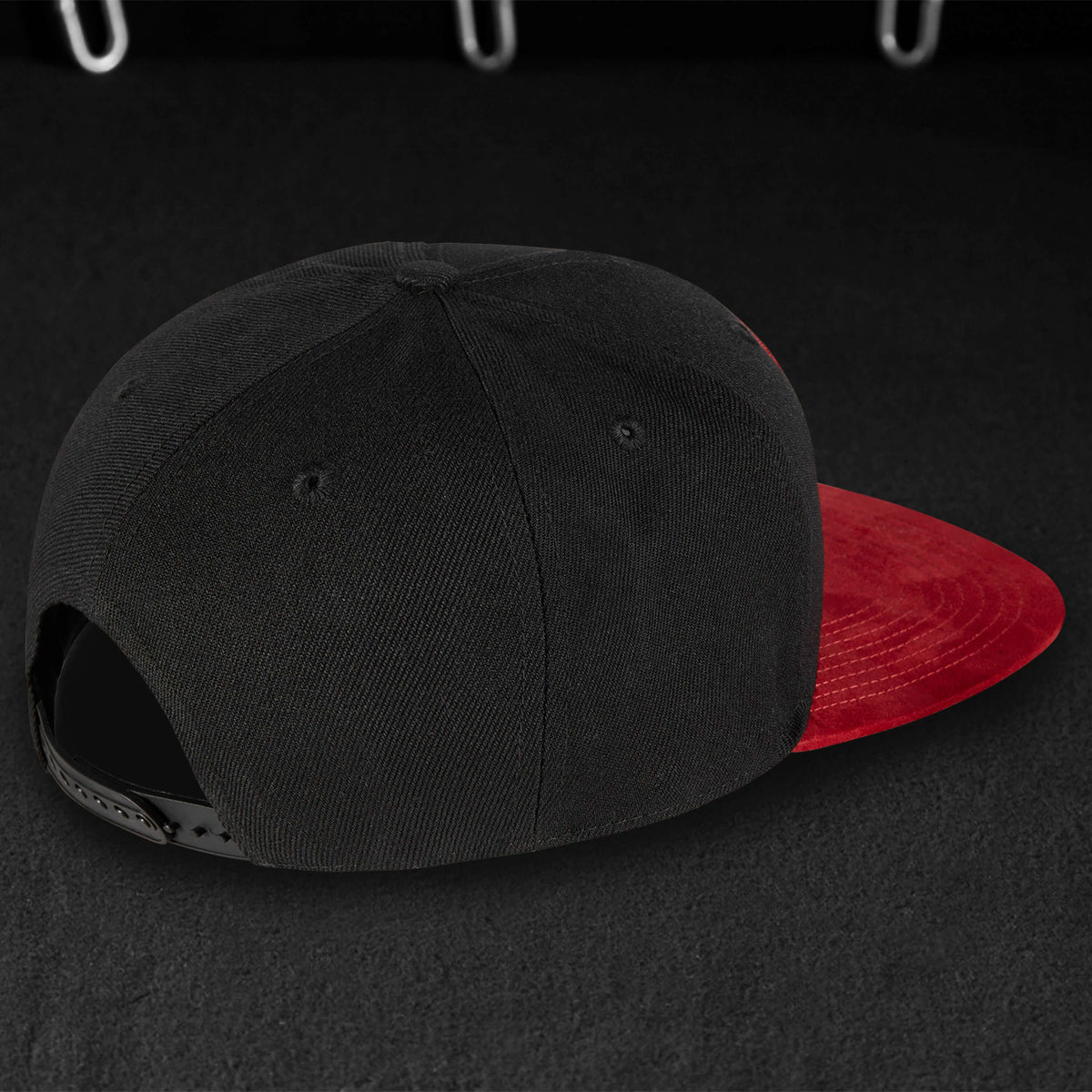 Snapback Cap - Black & Red-Suede