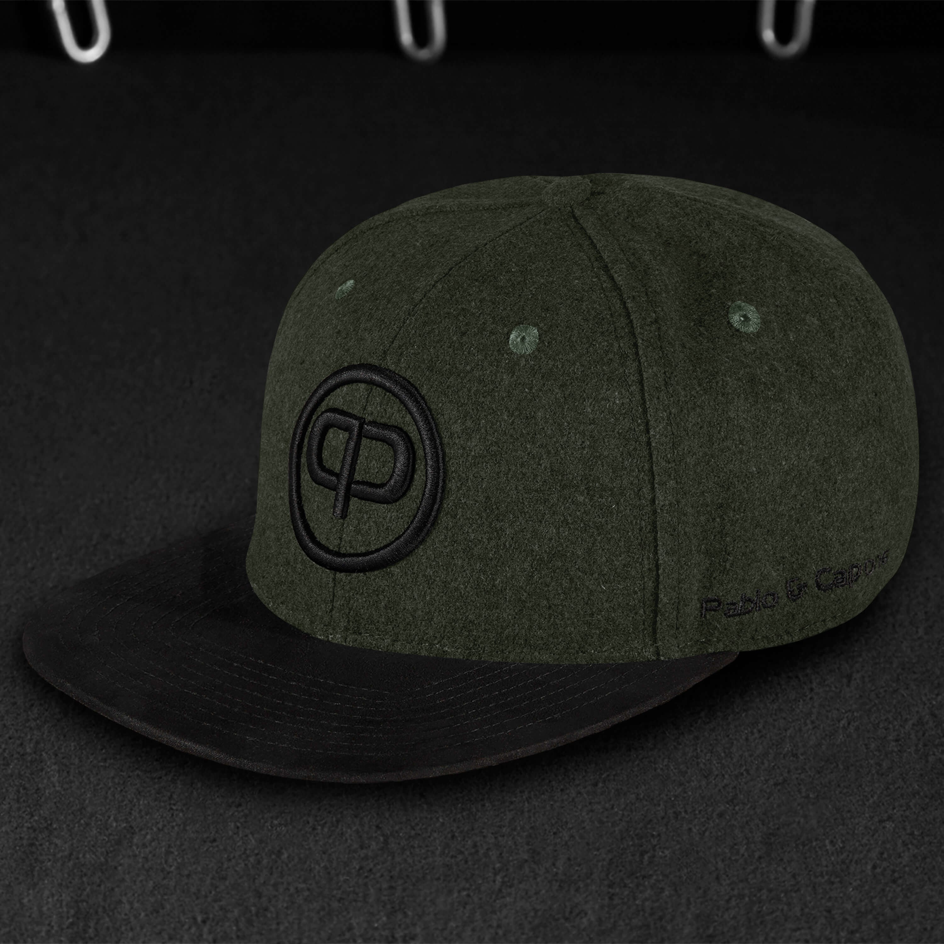Snapback Cap - Forest & Black-Suede