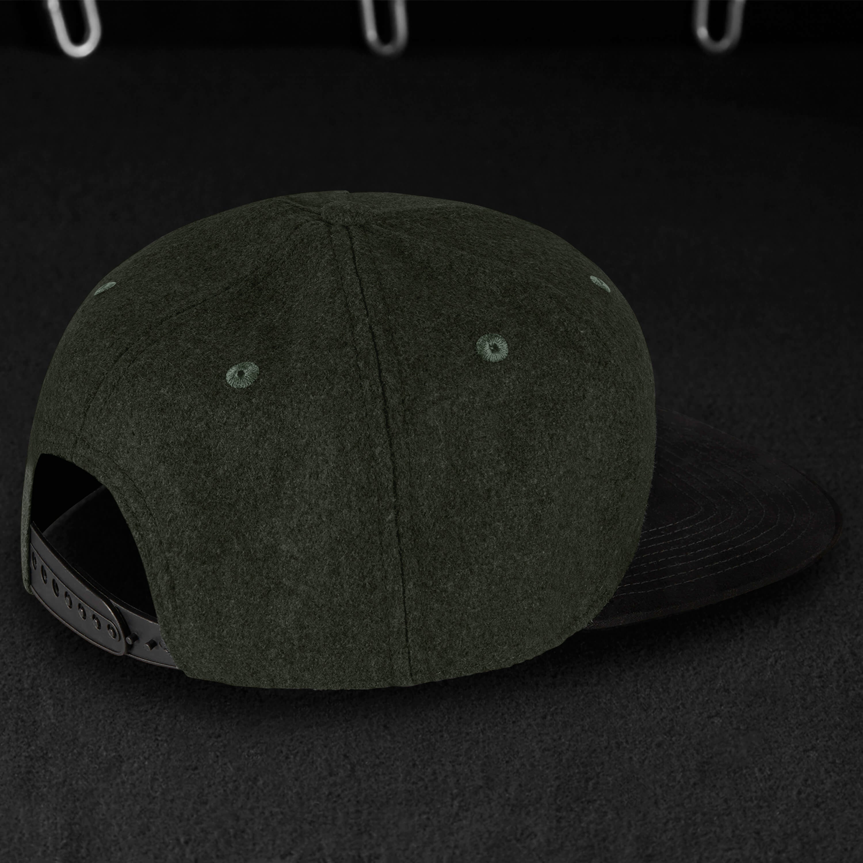 Snapback Cap - Forest & Black-Suede