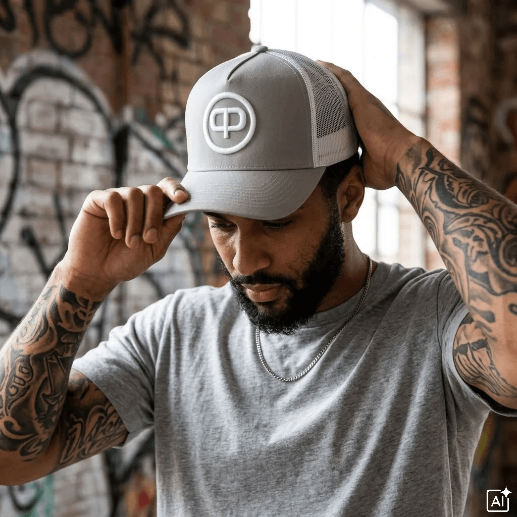 Grau-Weiße Trucker Kappe Herren
