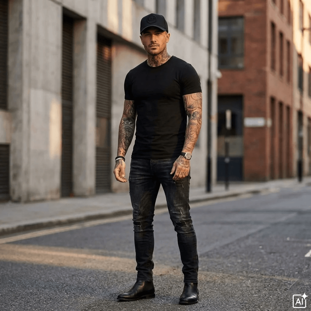 Cap zu schwarzen Outfit
