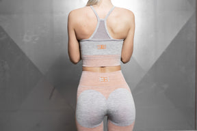 Body Engineers - Aurora Seamless Crop Top – Light Grey & Baby Orange - Rückseite