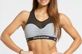 Gym Glamour - Grey Mesh Bra - Vorderseite Detail