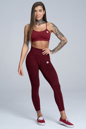 Gym Glamour - Seamless Leggings – Burgundy Melange - Vorderseite 2