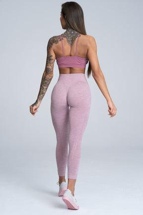 Gym Glamour - Seamless Leggings – Pink Melange - Rückseite