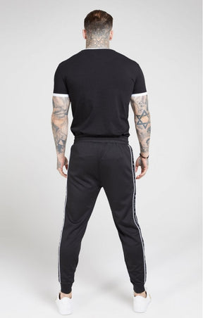 SikSilk - Inset Straight Hem Ringer Gym Tee – Black & White