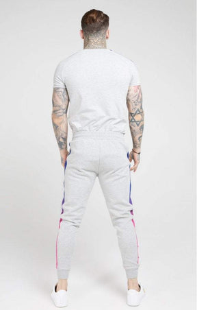 SikSilk - Marl Fade Panel Tech Tee – Grey Marl & Neon