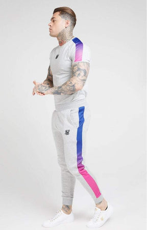 SikSilk - Marl Fade Panel Tech Tee – Grey Marl & Neon