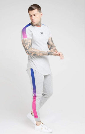 SikSilk - Marl Fade Panel Tech Tee – Grey Marl & Neon
