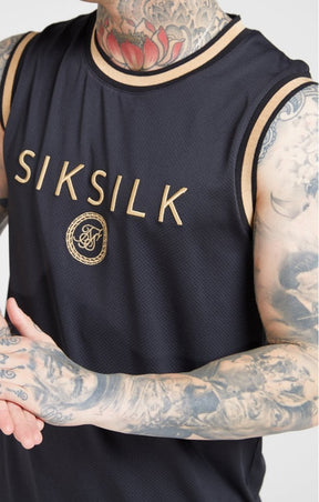 SikSilk - BasketBall Vest - Black & Gold