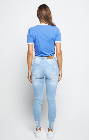 SikSilk - Distressed Skinny Jeans - Ice Blue
