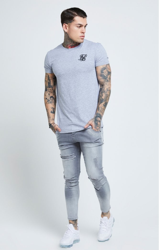 SikSilk - Distressed Skinny Jeans – Washed Grey