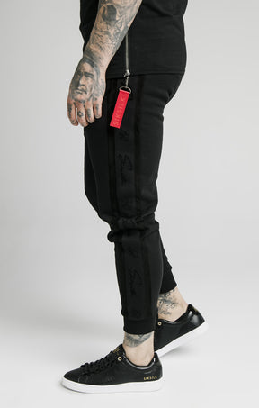 SikSilk - Fitted Suede Flock Cuff Pants - Black