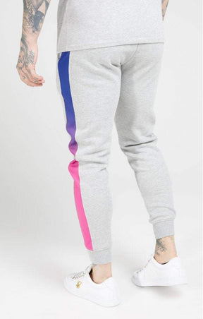 SikSilk - Muscle Fit Fade Panel Jogger – Grey Marl & Neon