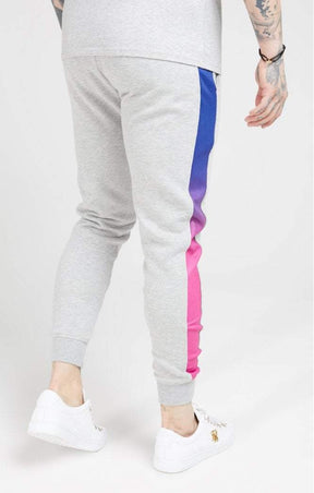 SikSilk - Muscle Fit Fade Panel Jogger – Grey Marl & Neon
