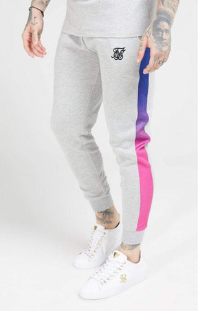 SikSilk - Muscle Fit Fade Panel Jogger – Grey Marl & Neon