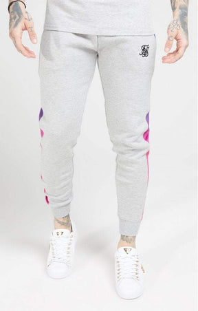 SikSilk - Muscle Fit Fade Panel Jogger – Grey Marl & Neon