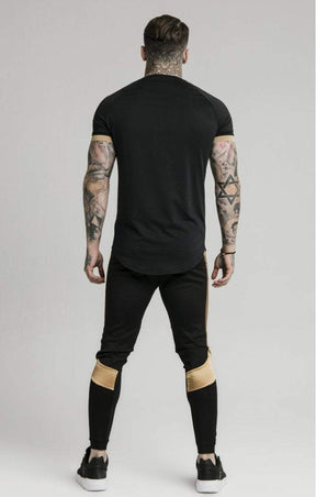 SikSilk -  Inset Cuff Tech Tee - Black & Gold