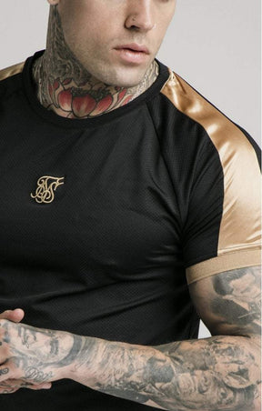 SikSilk -  Inset Cuff Tech Tee - Black & Gold