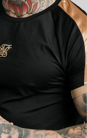 SikSilk -  Inset Cuff Tech Tee - Black & Gold