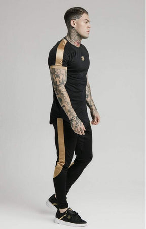 SikSilk -  Inset Cuff Tech Tee - Black & Gold