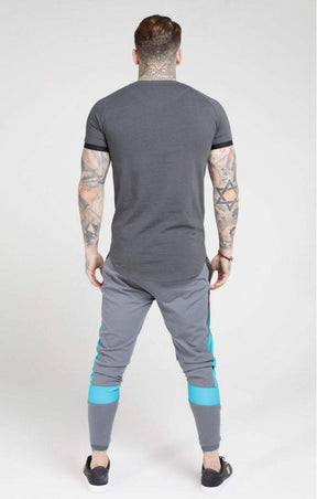 SikSilk - Inset Cuff Fade Panel Tech Tee - Slate
