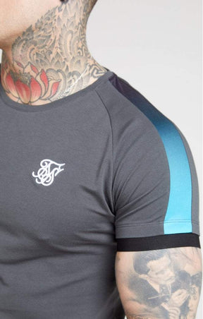 SikSilk - Inset Cuff Fade Panel Tech Tee - Slate